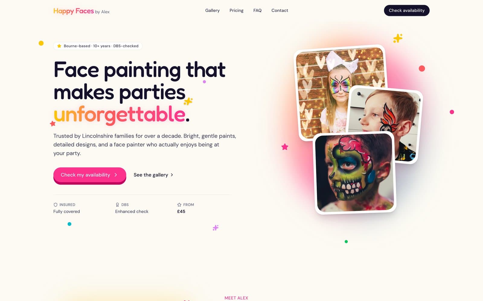 Happy Faces by Alex website